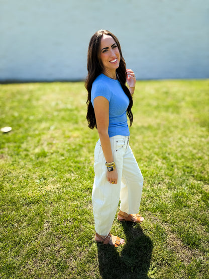 Free People - Good Luck Mid-Rise Barrel Jean - MILK