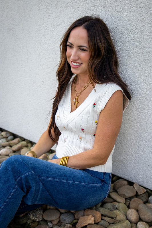 Free People - Plumeria Floral Vest - IVORY COMBO