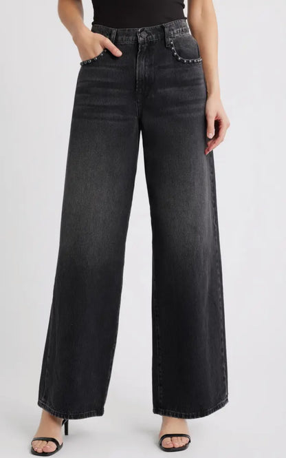 Hidden - Alyx Black Oversized Low Slung Studded Baggy Jeans
