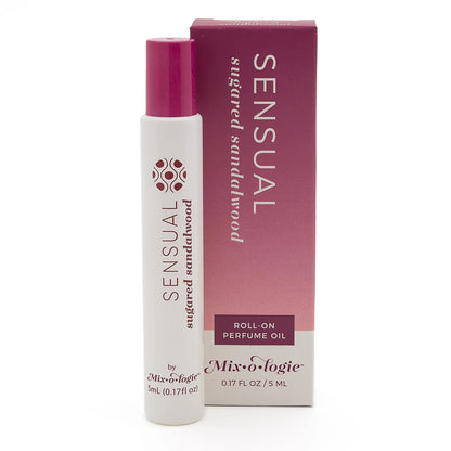 Mixologie Sensual -Sugared Sandalwood -  roll-on perfume oil in a white 5ml bottle