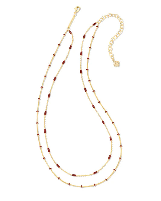 Kendra Scott - Dottie Gold Multi Strand Necklace - BURGUNDY
