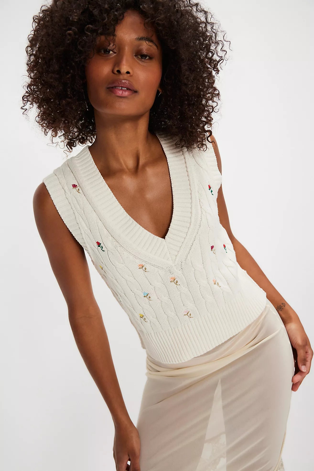 Free People - Plumeria Floral Vest - IVORY COMBO