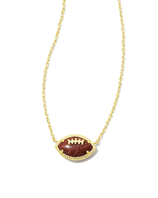 Kendra Scott - Football Gold Short Pendant Necklace in Orange Goldstone