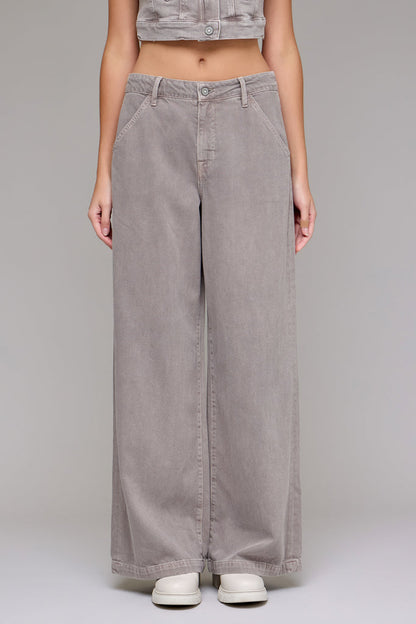 Hidden - Nori - High Rise Super Wide Leg Trouser - Gravel