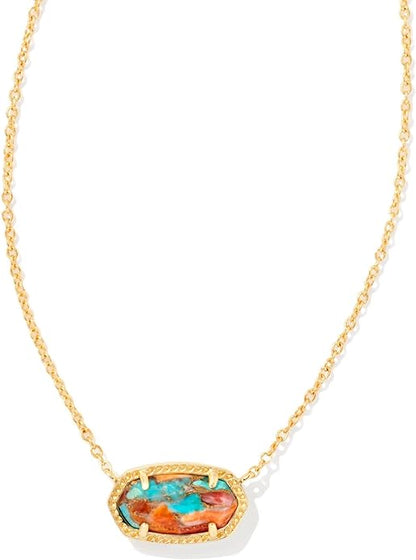 Kendra Scott - Elisa Gold Pendant Necklace - Bronze Veined Turquoise Magnesite Red Oyster