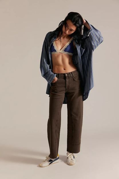 Free People - Risk Taker Mid-Rise Jeans - WORKWEAR BROWN