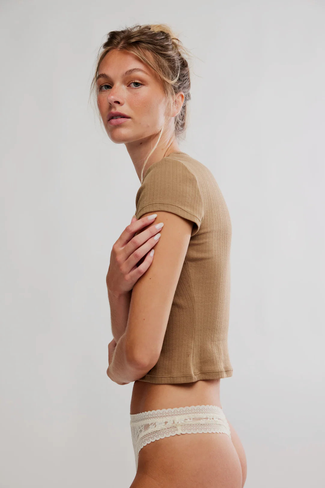 Free People - Wait A Minute Baby Tee - ANTIQUE BRONZE