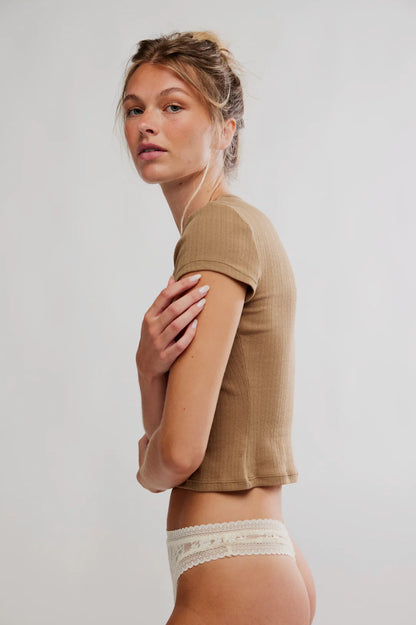 Free People - Wait A Minute Baby Tee - ANTIQUE BRONZE