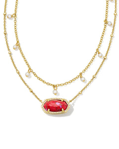 Kendra Scott - Elisa Gold Pearl Multi Strand Necklace - Red Fuchsia