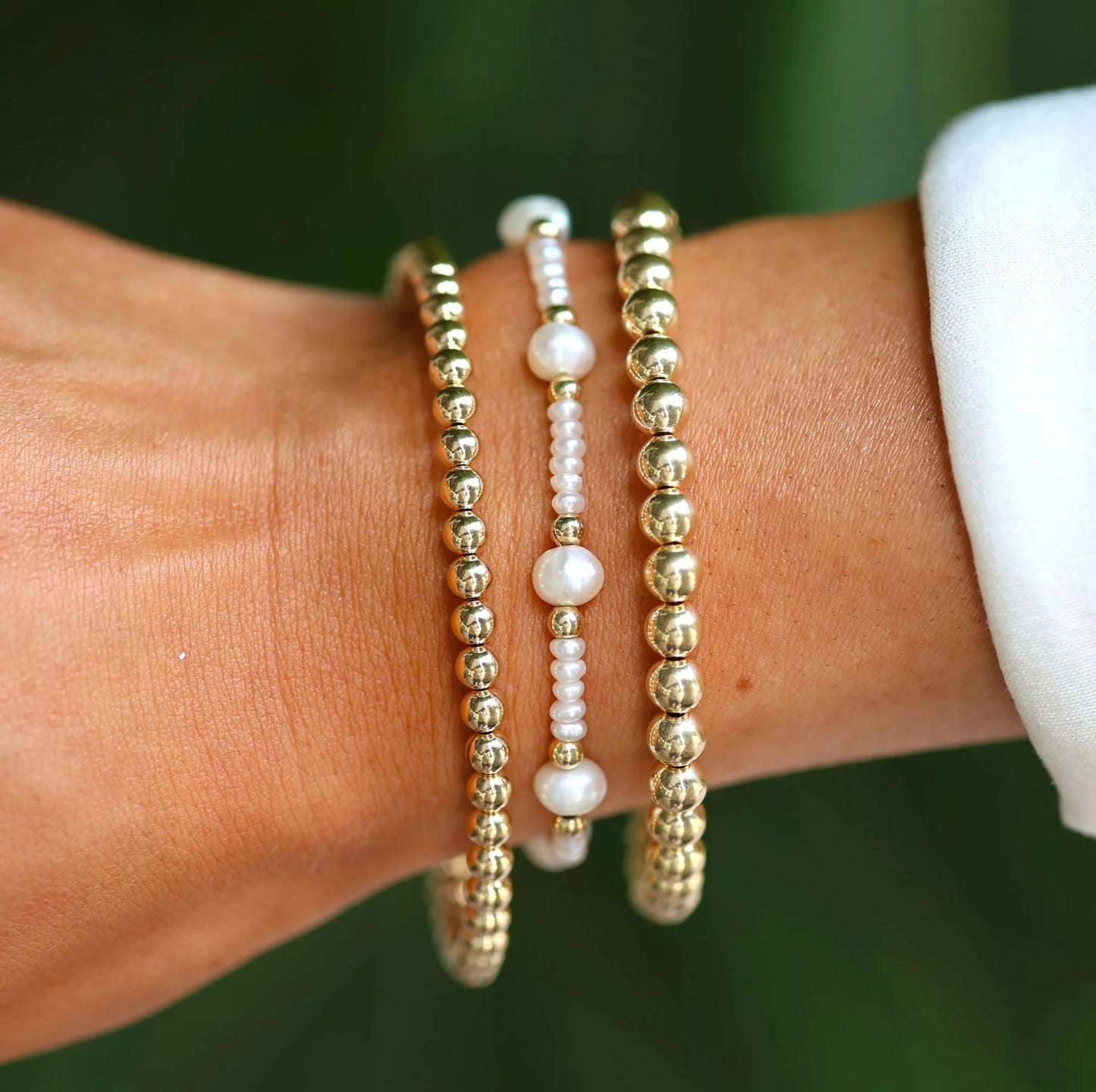 BARA BOHEME -14K Gold-Filled & Freshwater Pearl Beaded Bracelet - CLAIRE