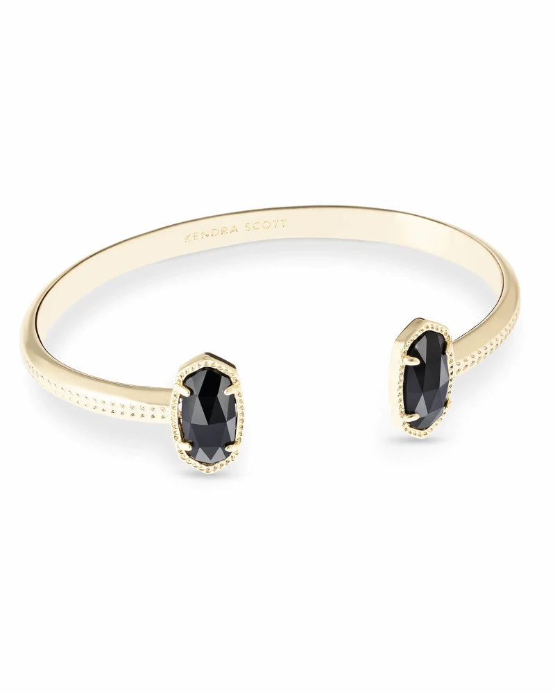 Kendra Scott - Elton Gold Cuff Bracelet -  Black Opaque Glass