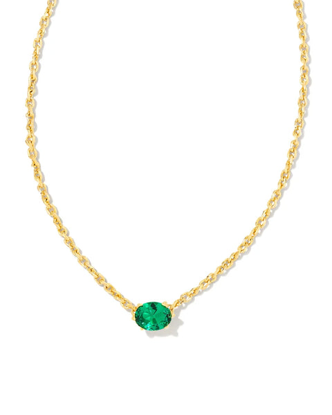 Kendra Scott - Cailin Gold Pendant Necklace - GREEN CRYSTAL