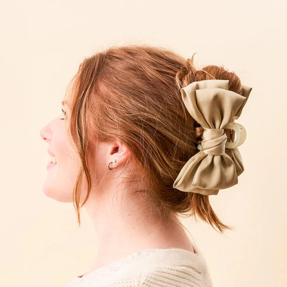 Satin Bow Claw Clip - GREEN