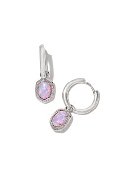 Kendra Scott - Daphne Framed Huggie Earring - SILVER LILAC KYOCERA OPAL