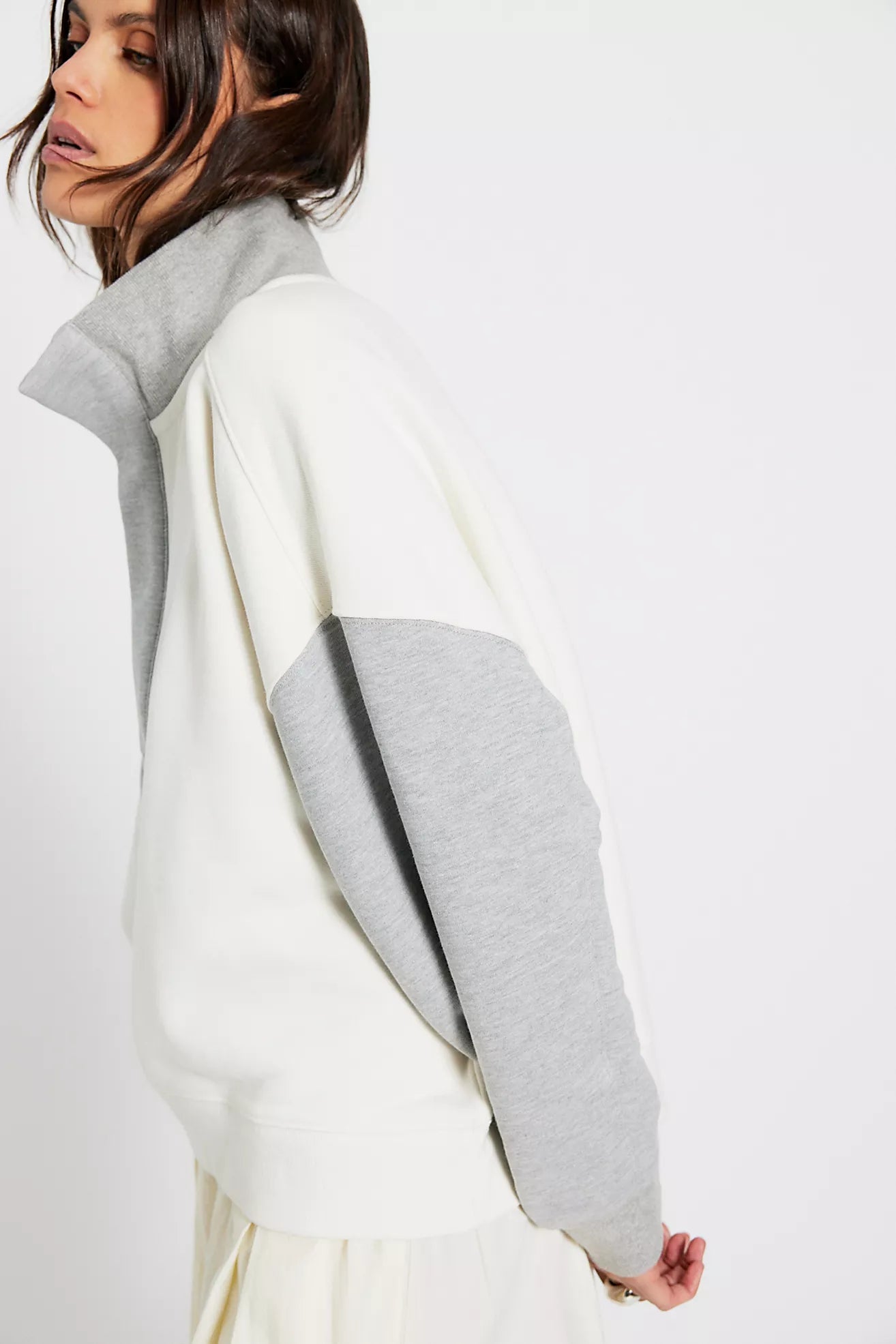 Free People - Timeless Colorblock Pullover - HEATHER GREY COMBO