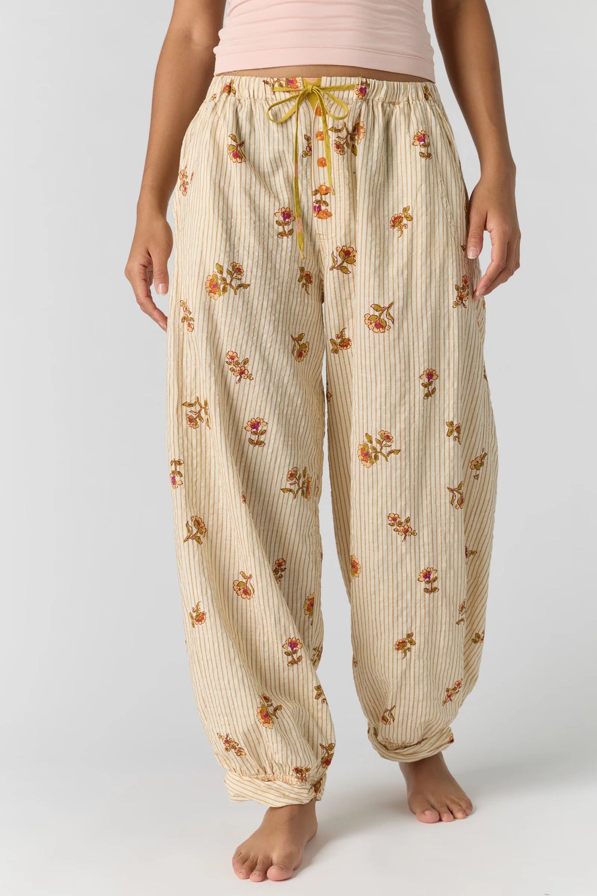 Free People - On Repeat Drawstring Pants - IVORY FLORAL