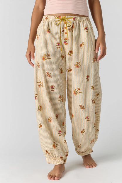 Free People - On Repeat Drawstring Pants - IVORY FLORAL