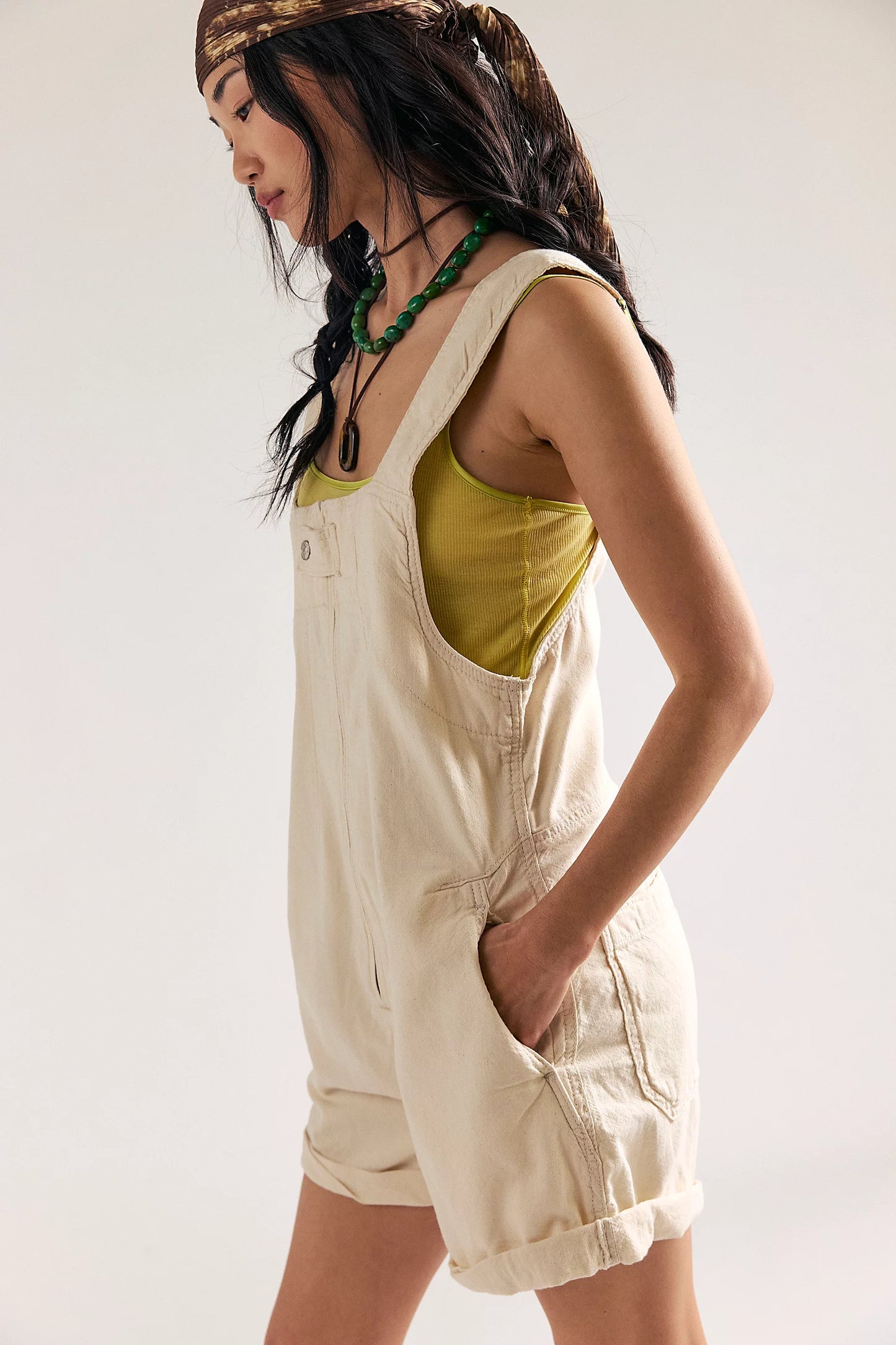Free People - Jude Slouchy Denim Shortalls – Ecru