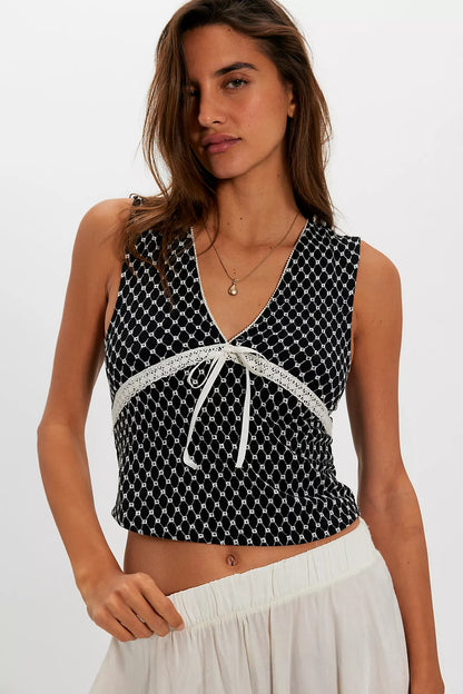 Free People - Good Graces Embroidered Cropped Lace Tank Top