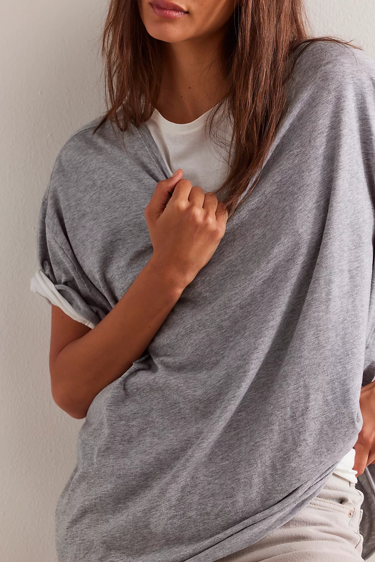 Free People-  We The Free Nina Tee - Heather Grey