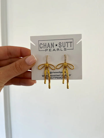 Chansutt Pearls - Diamond Bow Earrings