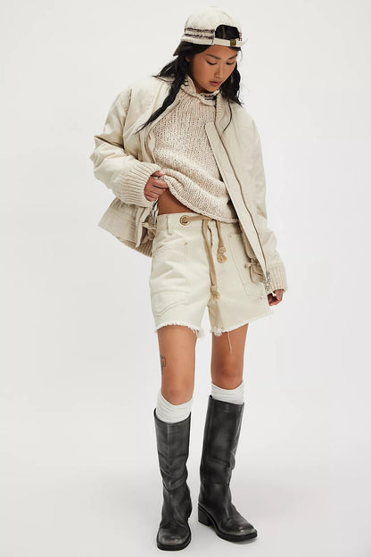 Free People - Moxie Barrel Shorts - WHITE