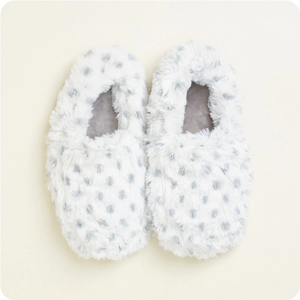 WARMIES - Snowy Dot Microwavable Slippers - Lavender Scented Heated Foot Warmers