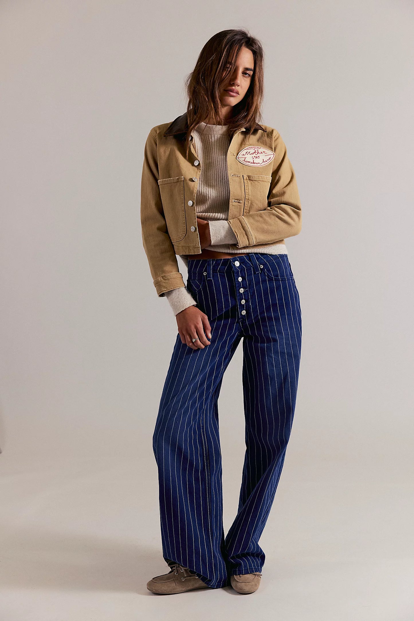 Free People - Nia Striped Boyfriend Jeans - INDIGO PINSTRIPE