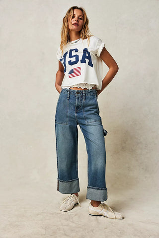 Free People - Major Leagues Mid-Rise Cuffed Jeans