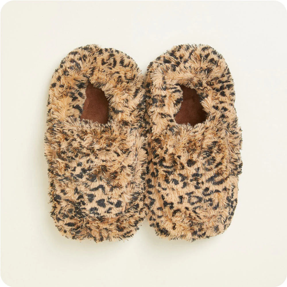 WARMIES®- Leopard Microwavable Slippers – Lavender Scented Heated Foot Warmers