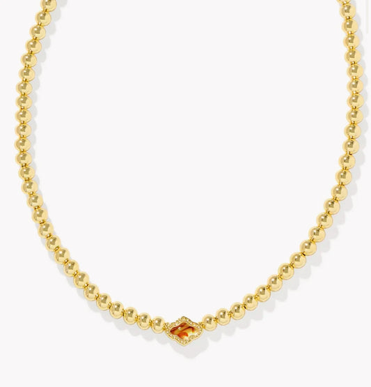 Kendra Scott - Abbie Beaded Gold Necklace - MARBLED AMBER ILLUSION
