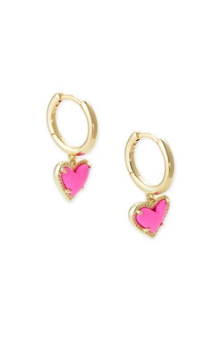 Kendra Scott - Ari Heart Gold Huggie Earrings- MAGENTA