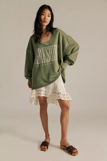Free People - Venice V-Neck Graphic Sweatshirt - BERKSHIRES