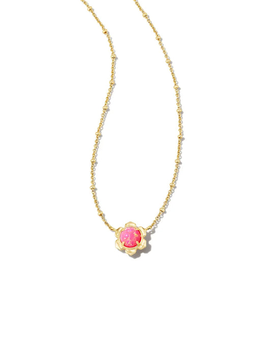 Kendra Scott - Susie Gold Short Pendant Necklace - HOT PINK OPAL KYOCERA