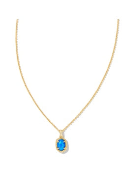 Kendra Scott - Daphne Framed Pendant Necklace - BRIGHT BLUE KYOCERA OPAL