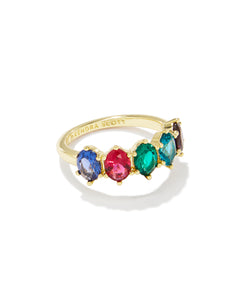 Cailin Crystal Ring- Gold Multi Mix - SIZE 7
