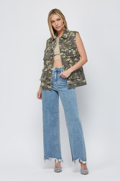 Hidden - Rebel Camo Oversized Cargo Denim Vest