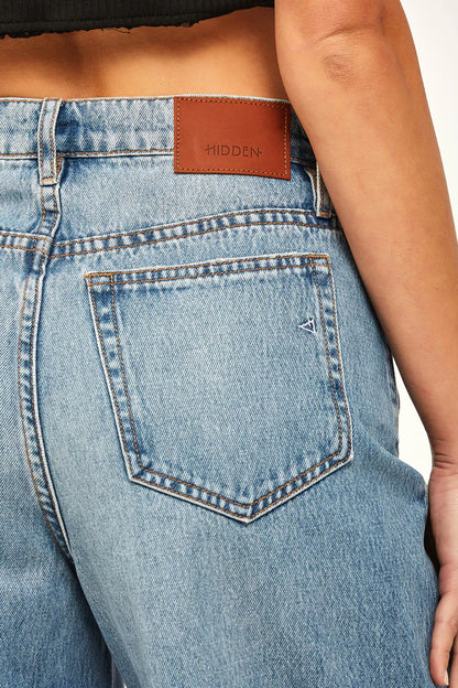 Hidden - Nori Chew Hem Wide Leg Jean - Medium Light