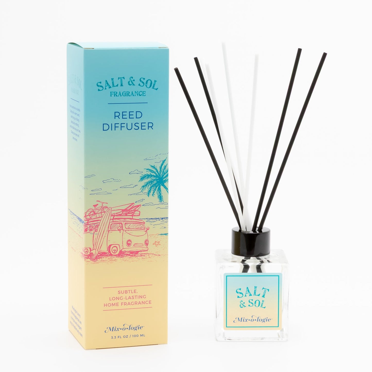 Salt & Sol reed diffuser with packaging on a white background