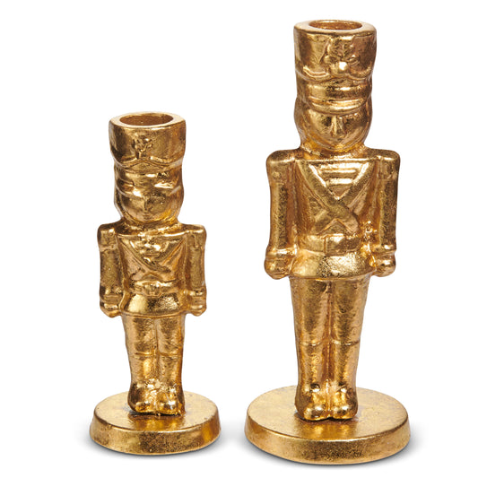 Gold Nutcracker Candlesticks - Set of 2 (5.5," 7")