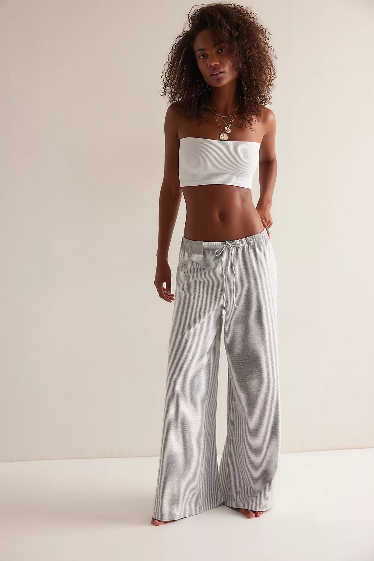 Free People- Out And About Stripe Lounge Pants - GREY