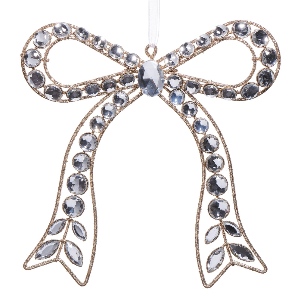 Clear Jeweled Bow Ornament - 7.25"