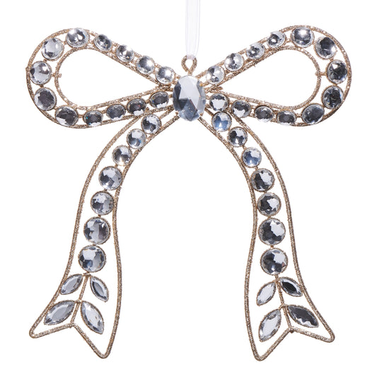 Clear Jeweled Bow Ornament - 7.25"