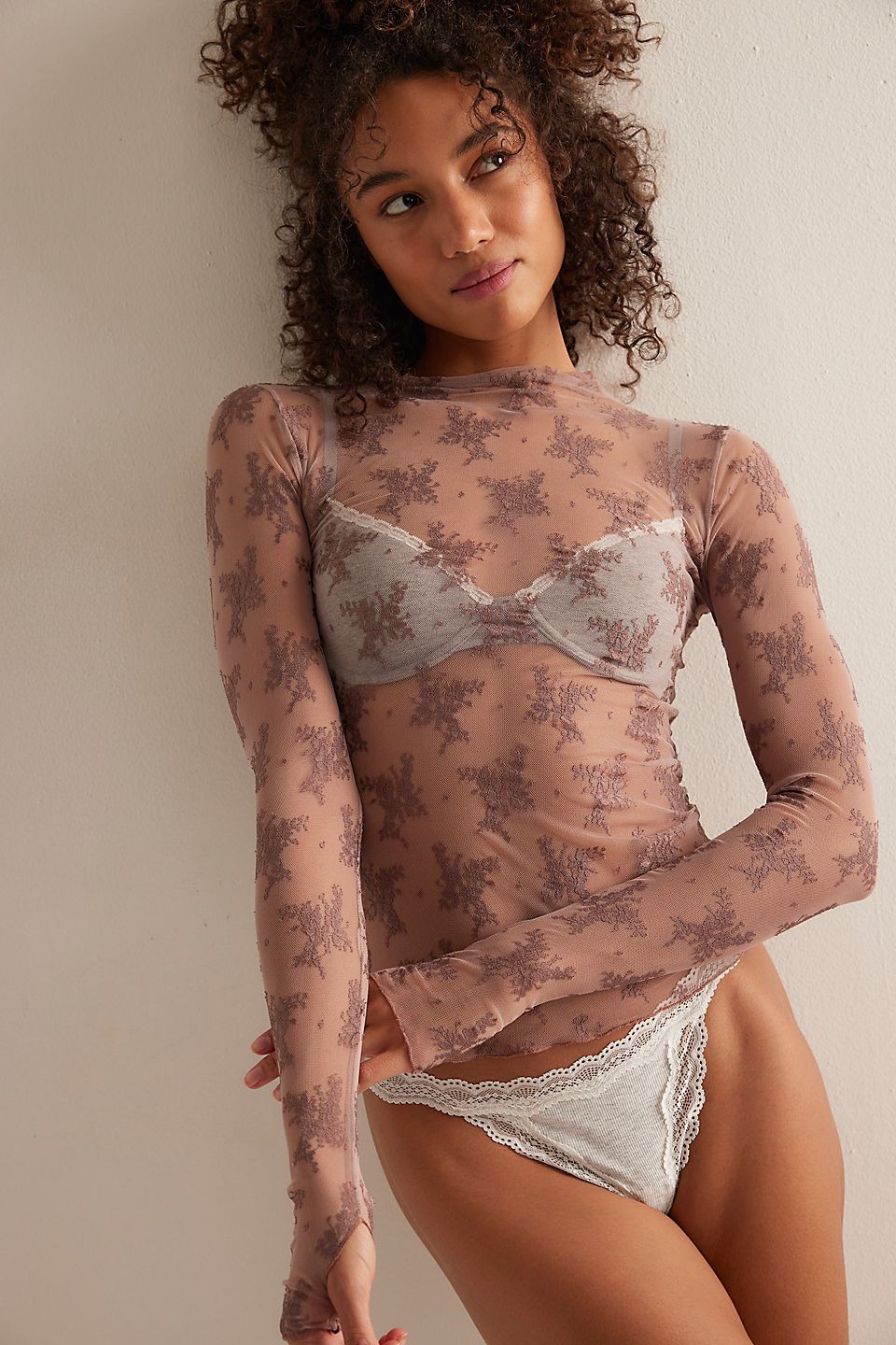 Free People - Two Tone Lady Lux Layering Top - FAWN COMBO