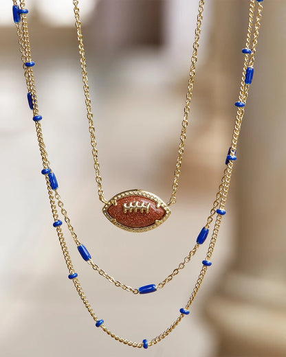 Kendra Scott - Football Gold Short Pendant Necklace in Orange Goldstone