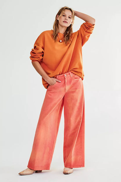 Free People - Waterfalls Baggy Wide-Leg Jeans - Oklahoma Sun