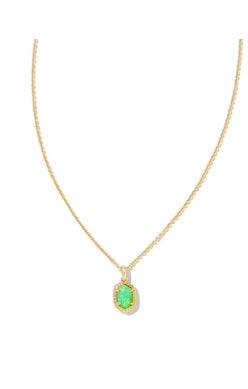 Kendra Scott - Daphne Framed Pendant Necklace - BRIGHT GREEN KYOCERA OPAL