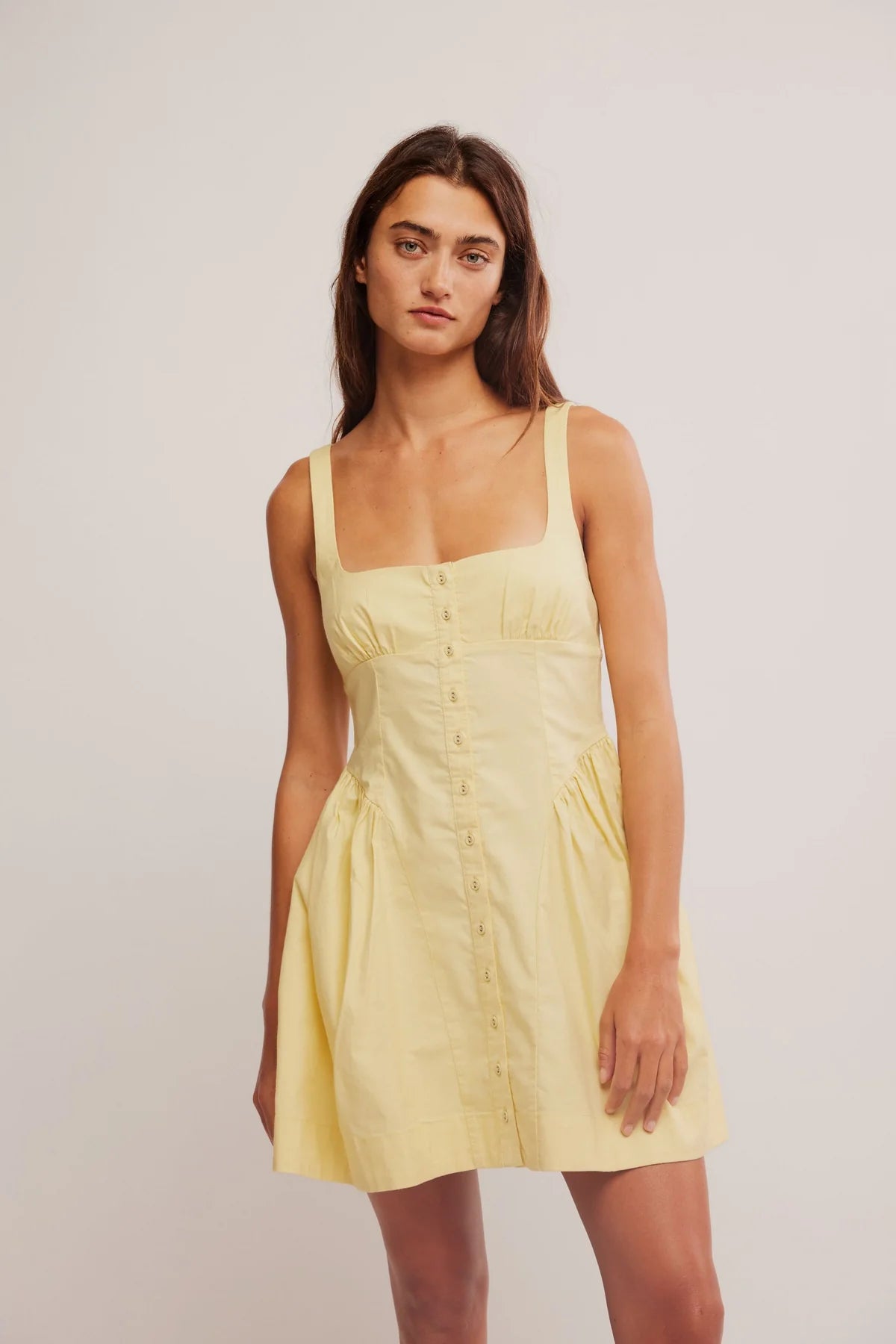 Free People - Astrid Oxford Mini Dress - Banana Cream