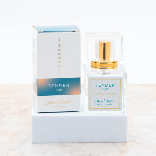 Mixologie Tender a fruity scent parfum/perfume in a square glass bottle with a gold spray top