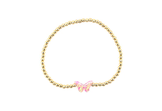 BARA BOHEME - 14K Gold-Filled Bracelet - KIDS BUTTERFLY OPAL BRACELET - PINK